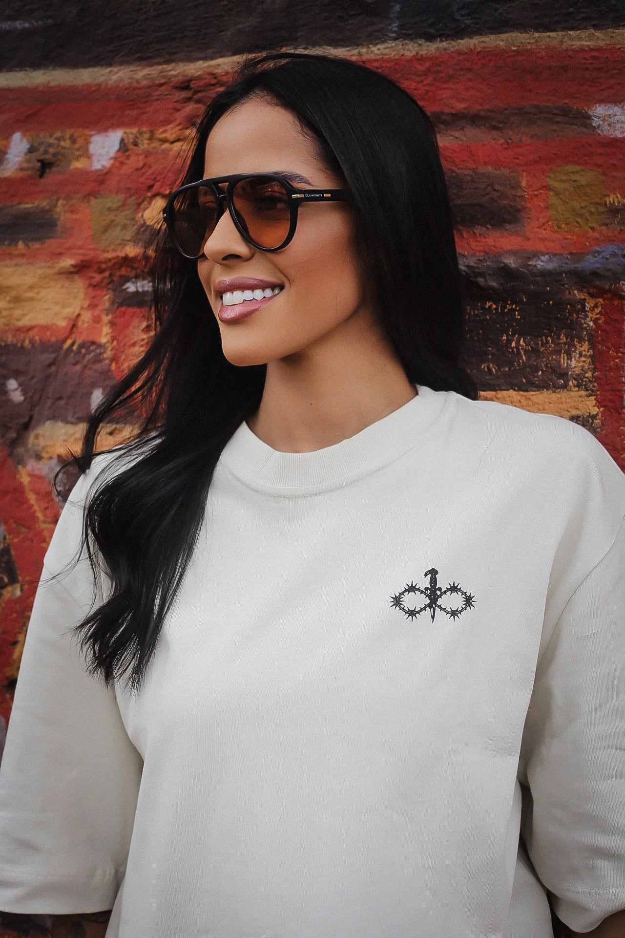 Camisa Infinity Oversized bege Arame