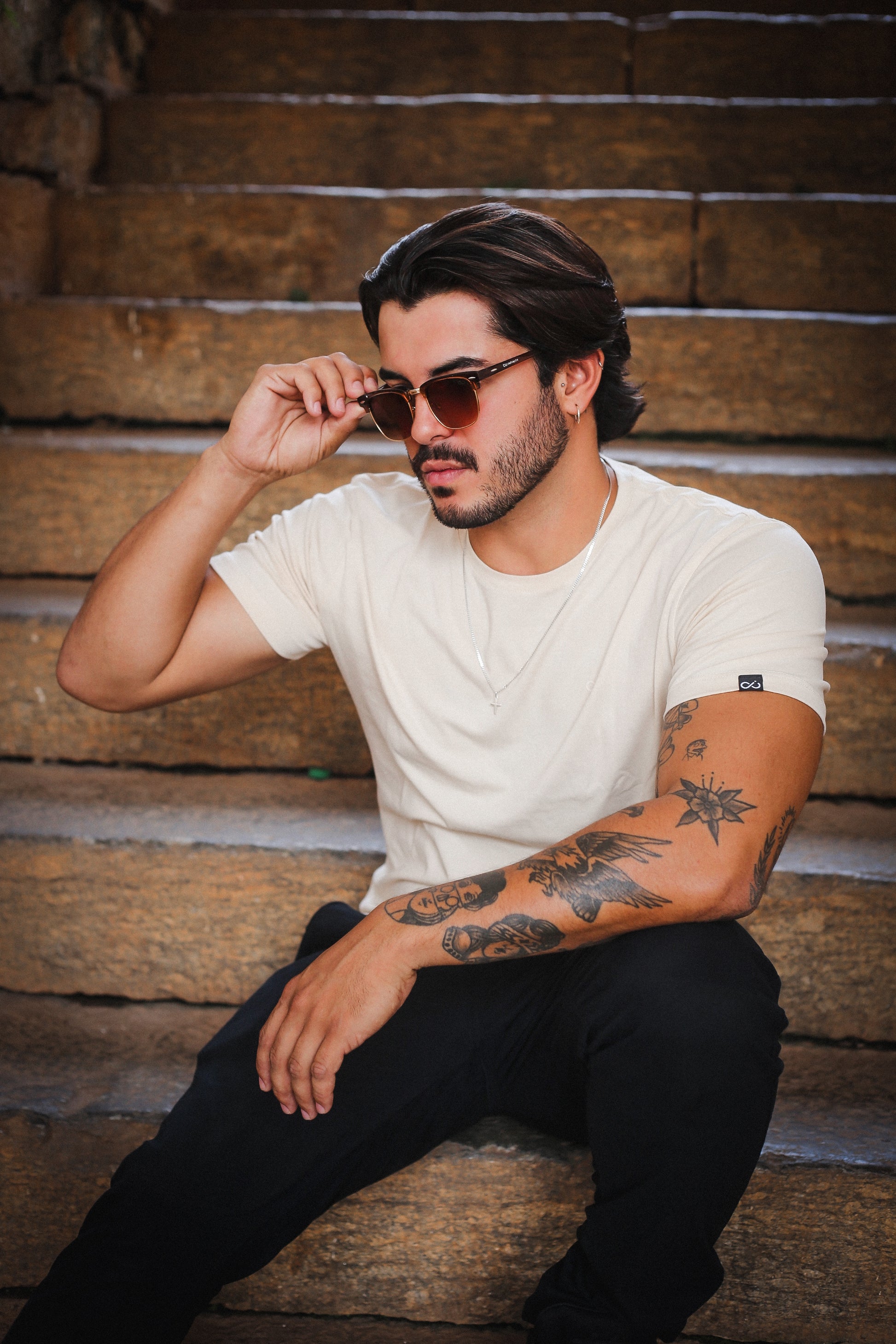 Camisa Infinity básica bege Tom/tom